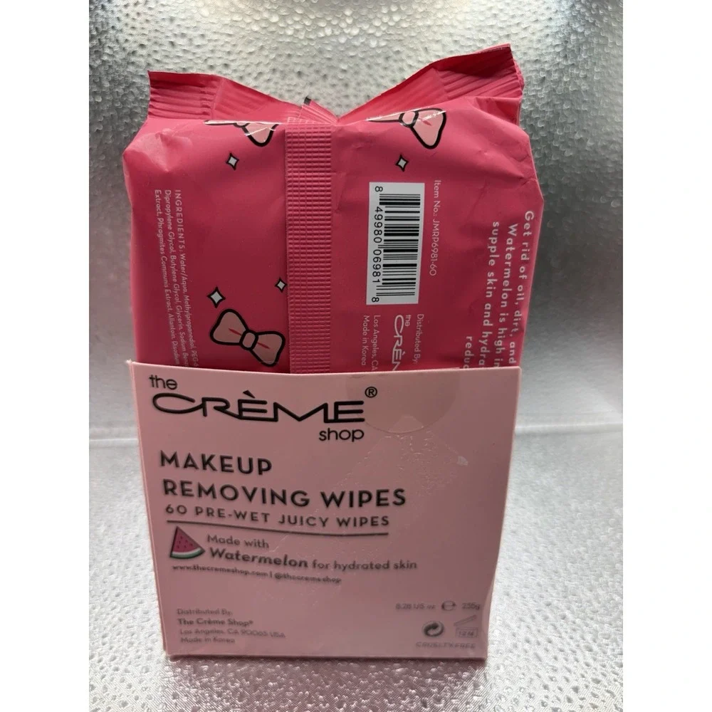 The Creme Shop 60 count makeup Removal wipes Hydrating Watermelon Lot Of 3